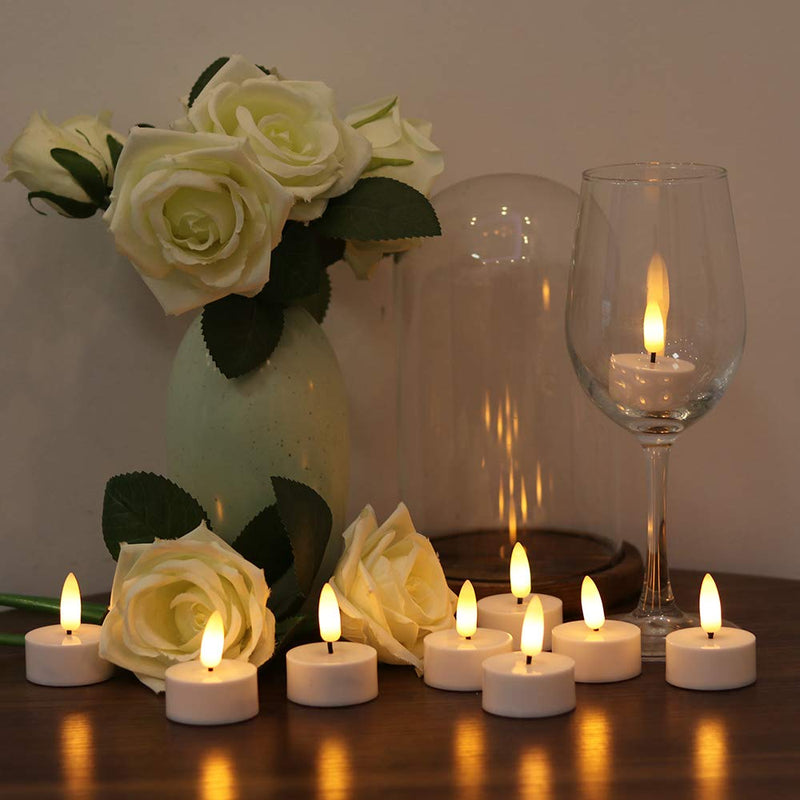  [AUSTRALIA] - Wondise Flameless Flickering Tealight Candle with Timer, Battery Operated 3D Wick LED Tea Light Votive Candles, 6 Pack Electric Plastic Candles for Wedding Party Outdoor Decor(White, D1.5” x H1.8”) 6 Pack White