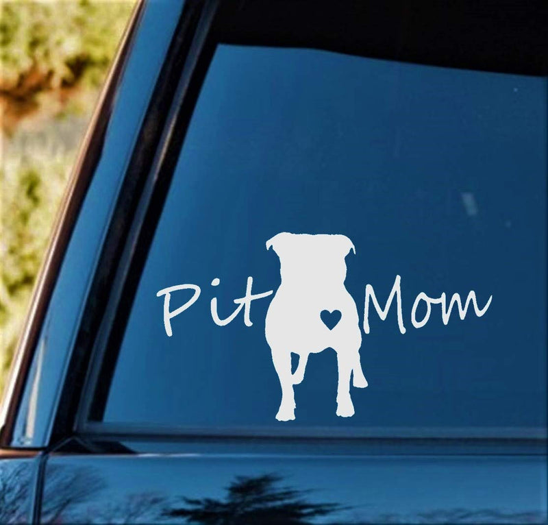  [AUSTRALIA] - Bluegrass Decals Pit Bull Pit Mom Pitbull Dog Decal Sticker (White, 7.5")
