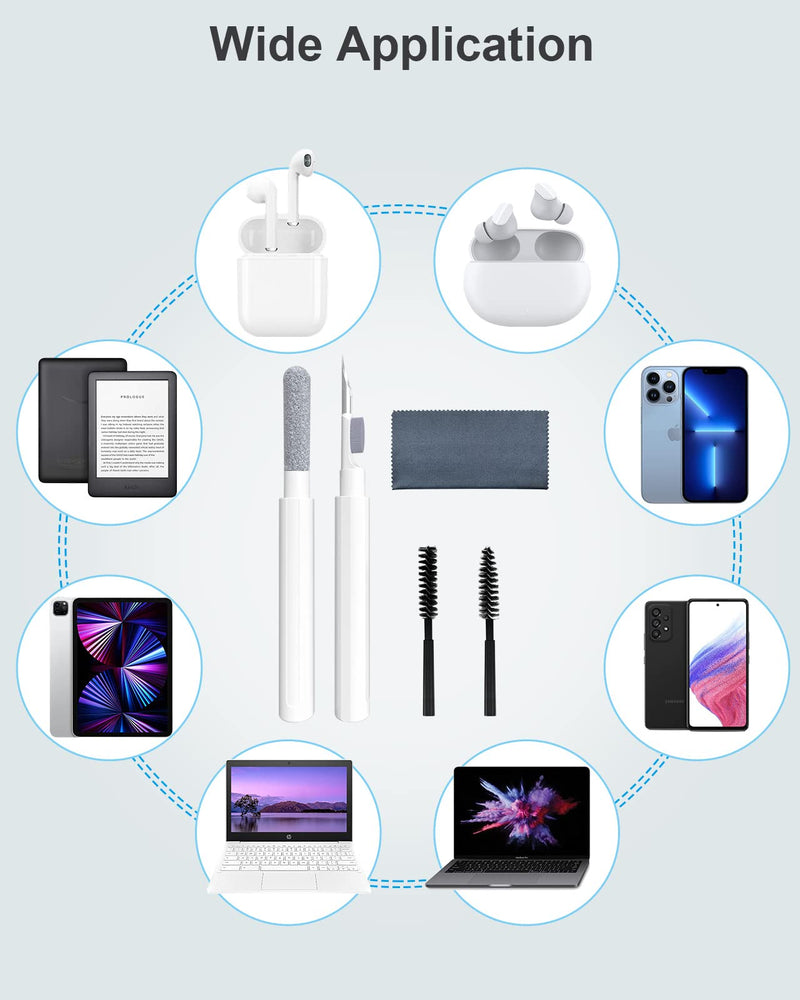  [AUSTRALIA] - Cleaner Kit for Airpods,Zapica Multi-Function Cleaning Pen for Airpod Pro with Plush Cloth for Earbuds,Earphone,iPod,iPhone,iPad,Laptop Cleaning Tools(White) A-White