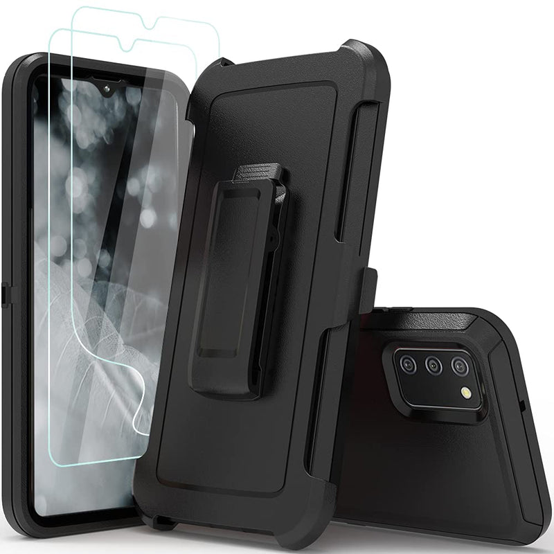  [AUSTRALIA] - Compatible with Samsung Galaxy A02s Case,with Screen Protectors,Heavy Duty Rugged Shockproof Full Body Protection Kickstand Case with Belt Clip Holster for Samsung Galaxy A02s (Black) Black