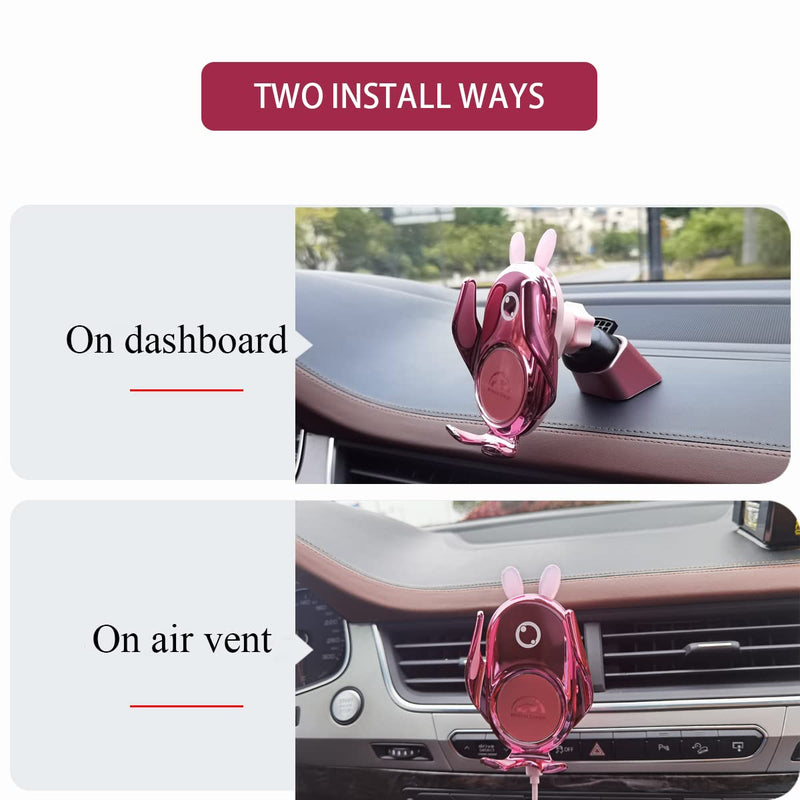  [AUSTRALIA] - Wireless Car Charger Mount,15W Fast Charging, Dashboard Airvent, Cute Car Phone Holder Compatible for iPhone13/13Pro/12/12Pro/SE/11/11Pro/XSMax/XS/XR/X/8,Samsung S20/S10/9/8/Note 20/Note10/9 (Pink)