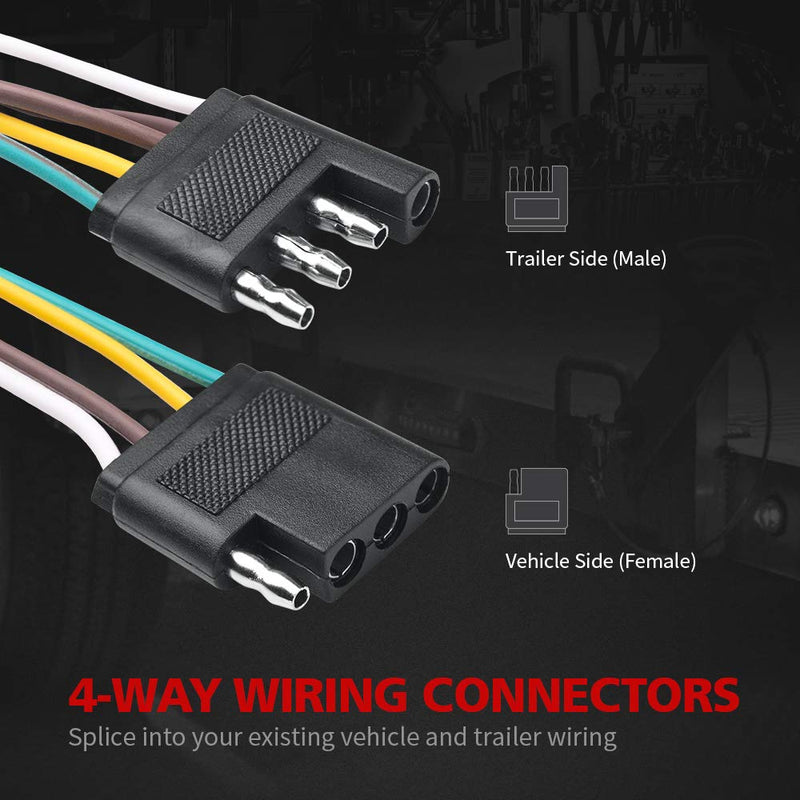  [AUSTRALIA] - MICTUNING Trailer Wiring Harness Extension Kit - 4 Pin 25 Feet Male and 6 Feet Female Connector, 18 AWG Color Coded 4-Way Flat Wires for Under or Over 80 Inches Wide Trailers