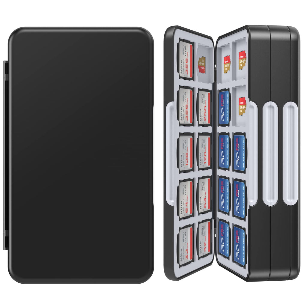 [AUSTRALIA] - HEIYING SD Card Holder for Memory SD Card and Micro SD Card, Portable SD SDHC SDXC Micro SD Card Holder Case with 60 SD Card Slots & 60 Micro SD Card Slots. Black-A