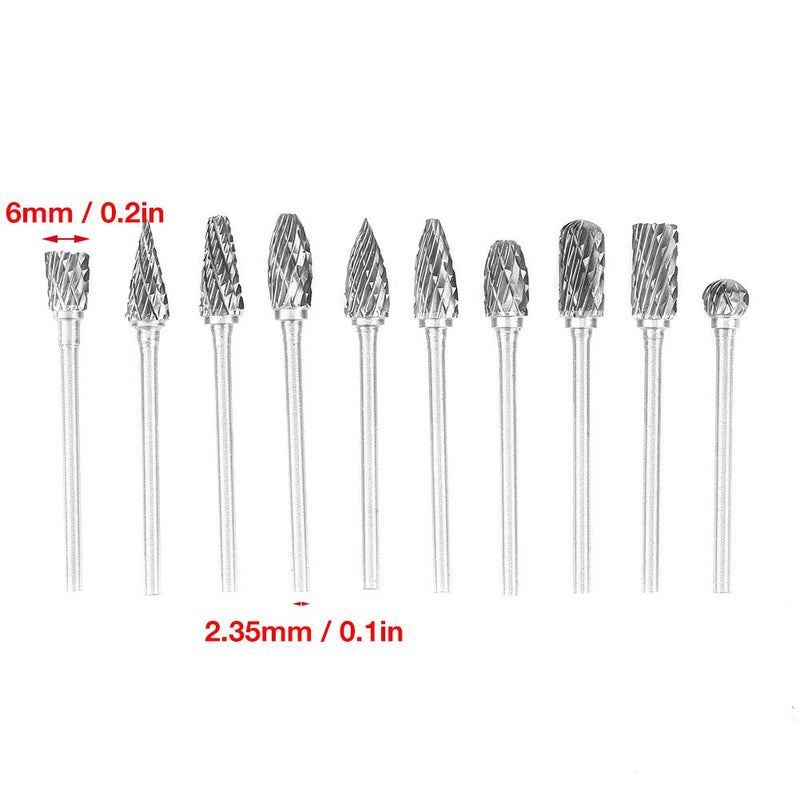 Carbide Burr Set, 10pcs Double Cut Solid Carbide Rotary Burr Set with 2.35mm Shank for Carving, Shaping and for The Removal of Edges or Corners, Burrs and Excess Material - LeoForward Australia