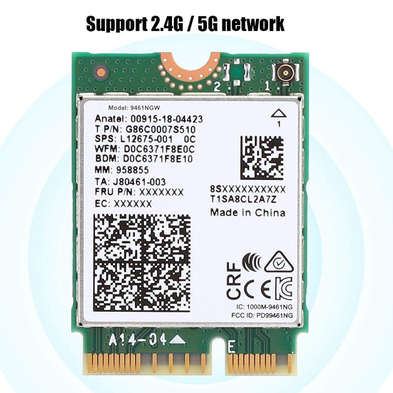  [AUSTRALIA] - Wendry Network Card,Intel 9461NGW Wireless Network Card,Bluetooth 5.0 Network Card,Support 2.4G / 5G Network(M.2 Interface,433Mbps)