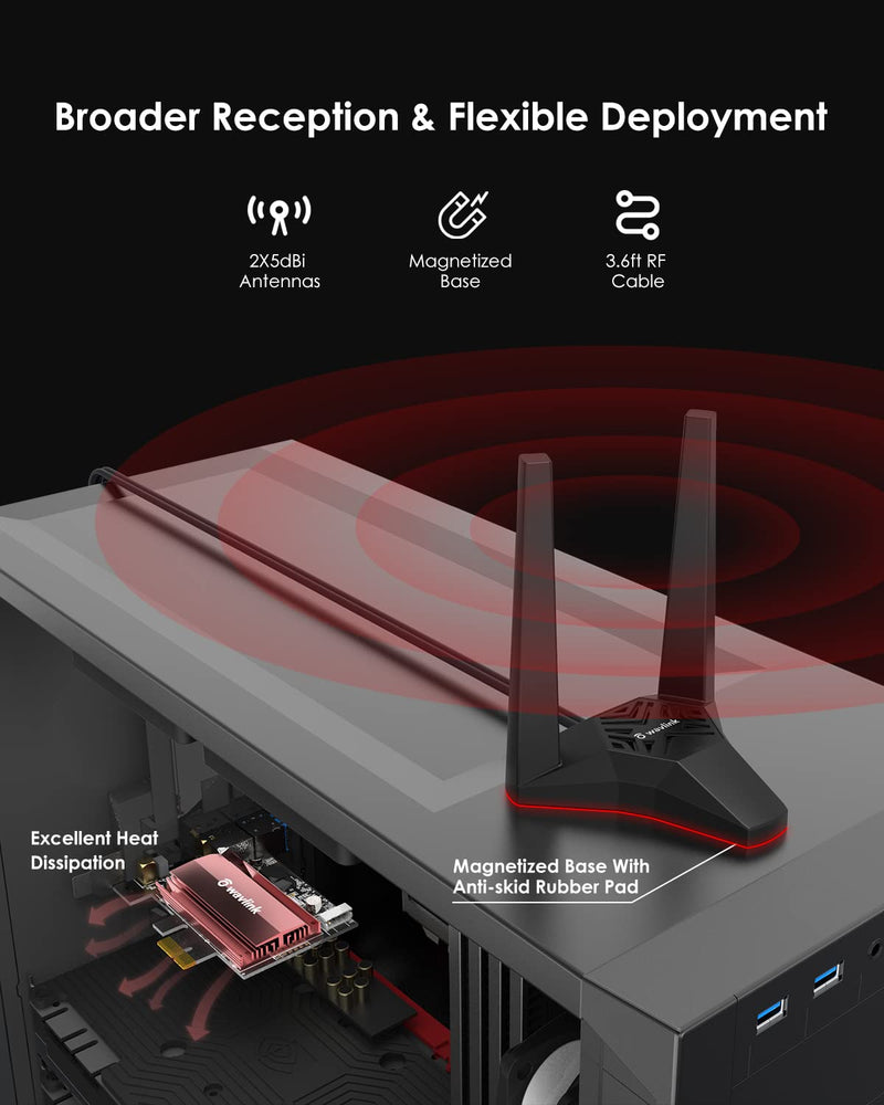  [AUSTRALIA] - 2023 New AX3000 WiFi 6 Network Card,Wavlink Dual-Band AX200 Wireless Adapter with Bluetooth 5.2, WPA3,PCIe WiFi Adapter for Windows 10/11