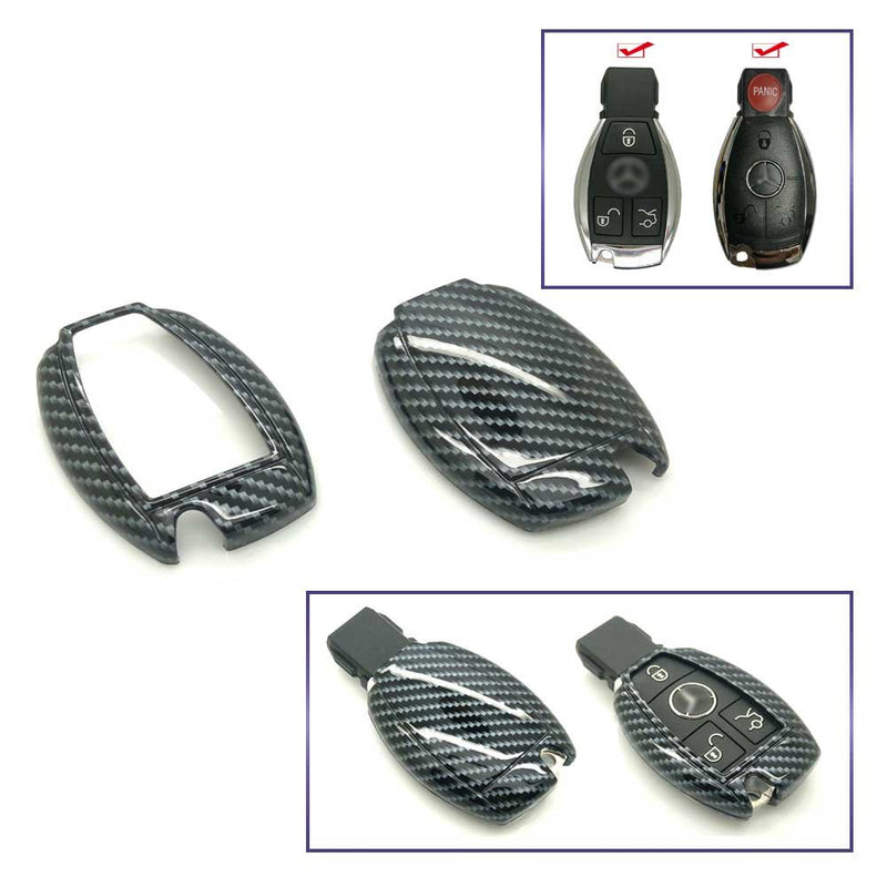 carmonmon 2 3 Buttons Car Key Case Cover Protective Key Shell for Mercedes - Benz C E Class E260L GLK GLA CLA Class (Carbon Gloss Fiber) Carbon Gloss Fiber - LeoForward Australia