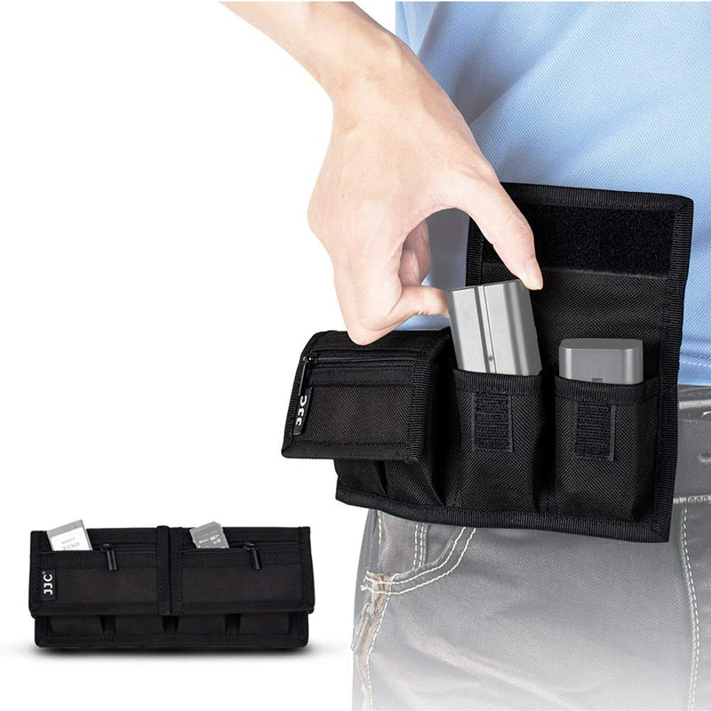  [AUSTRALIA] - Camera Battery Pouch Holder Case for 4 PCS Sony NP-F550 NP-FW50 NP-FZ100 NP-BX1 Canon LP-E6 LP-E8 LP-E10 LP-E12 LP-E17 Fuji NP-W126 Nikon EN-EL14 EN-EL15 with Zipped Pocket to Store SD TF XQD CF Cards 4 Slot+2 Zippered Pockets