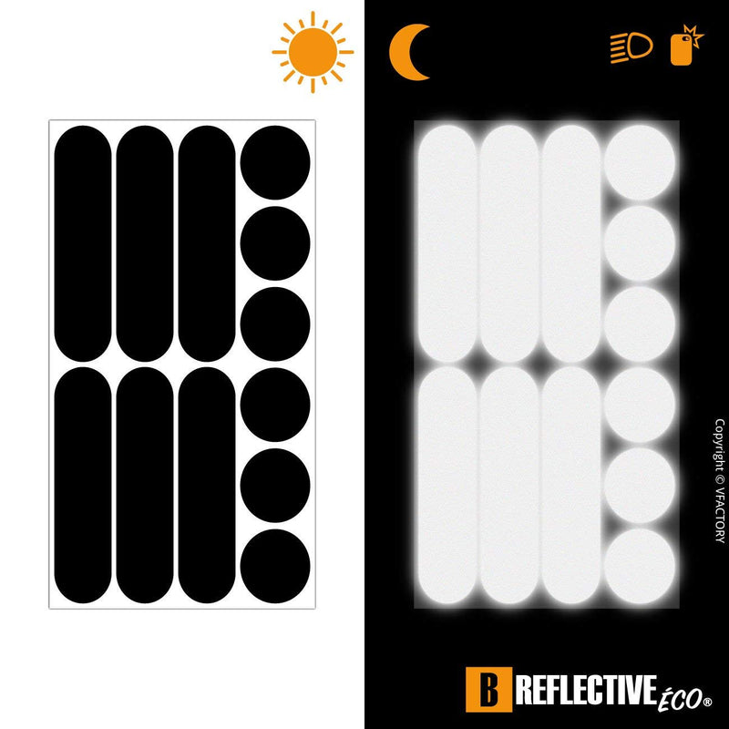  [AUSTRALIA] - B REFLECTIVE. (2 Pack) 12 retro reflective stickers kit. Night visibility safety. Universal adhesive for Bike/Stroller/Buggy/Helmet/motorbike/Scooter/Toys. Black 2