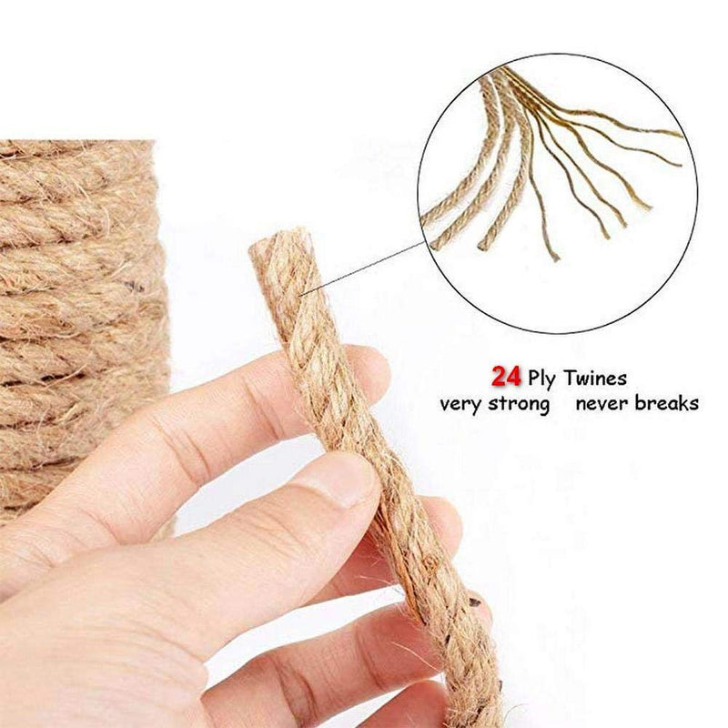  [AUSTRALIA] - 100% Natural Strong Jute Rope 164 Feet 1/4 Inch Hemp Rope String Twine for Crafts DIY Decoration Gift Wrapping