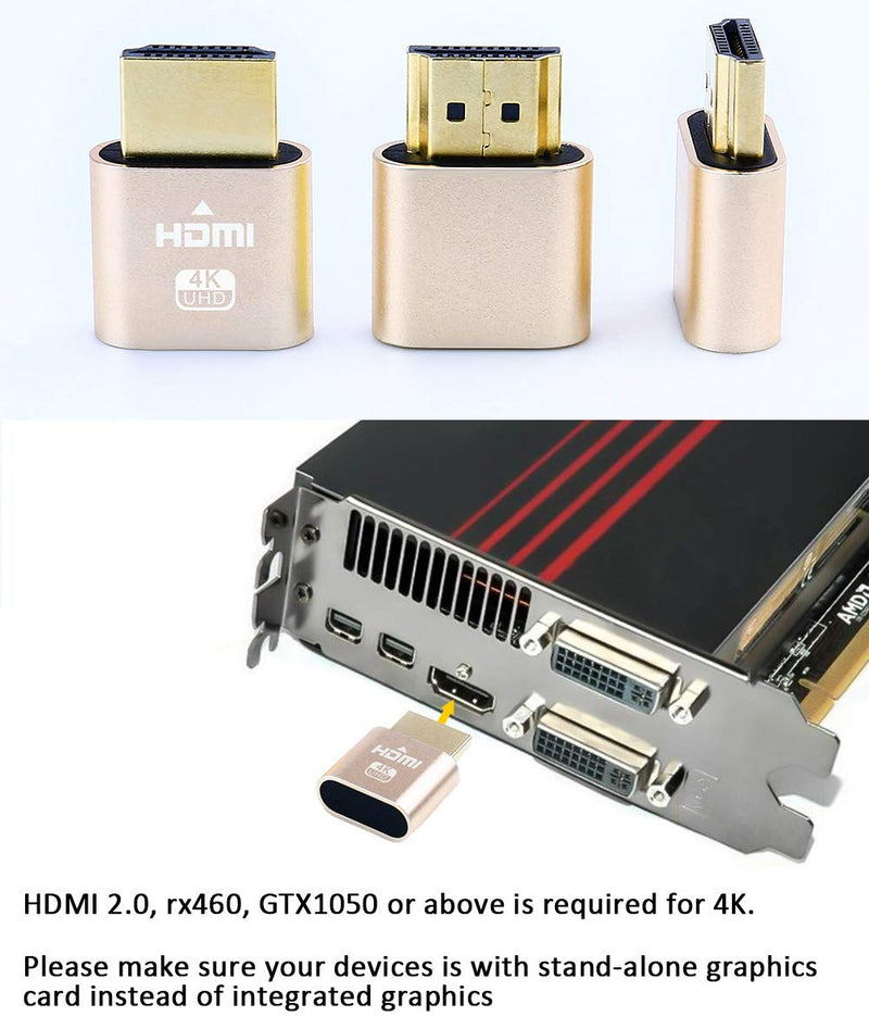  [AUSTRALIA] - DTech 4K HDMI Dummy Plug Display Emulator Headless Ghost Adapter Compatible with Windows Mac OSX Linux Support 4kx2k 2160P 1080p for Computer Desktop (fit-Headless, 1 Pack)
