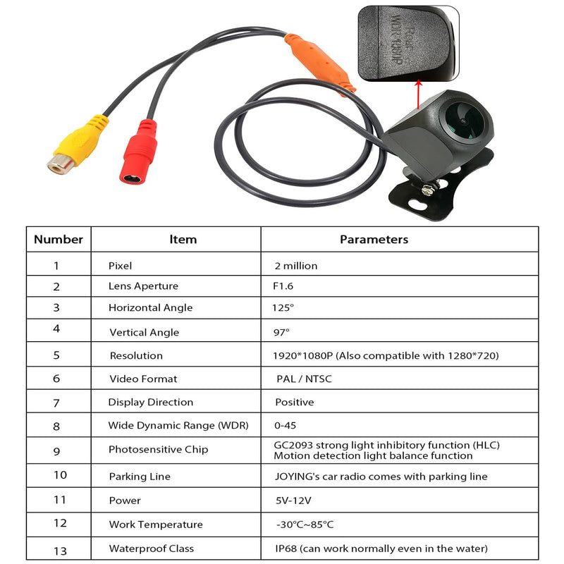  [AUSTRALIA] - Joying Backup Camera 1080P Rear Camera for Car Rear View Camera Ultra HD Waterproof Reverse Camera 2 megapixels 125° Wide with Night Vision, WDR, IP68K Level Waterproof Back up Camera for Cars(AR-R) New Backup Camera