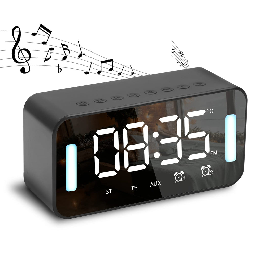  [AUSTRALIA] - KADAMS Bluetooth Speaker Alarm Clock Radio, Loud 5W Speakers, Dual Alarm, Snooze, Temperature Display, Sleep Warm Night Light & Adjustable Brightness