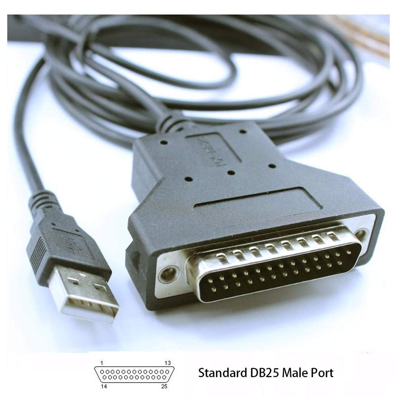  [AUSTRALIA] - Silabs CP2102 USB RS232 Serial Printer Adapter Cable to DB25 for Bar Code Printer Scanner (180CM) 180CM