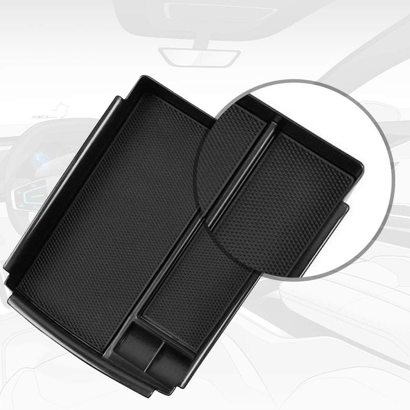  [AUSTRALIA] - CoolKo Center Console Armrest Storage Box Holder Container Glove Pallet Compatible with Model X + 1 Metal Key Fob Cover - Black