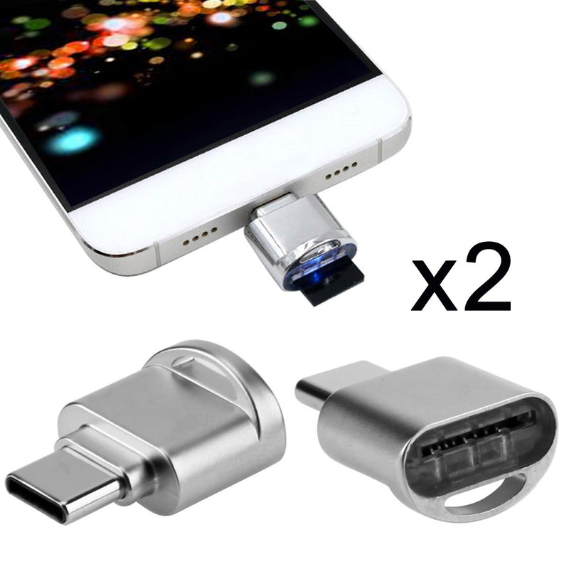  [AUSTRALIA] - Cablecc 2pcs USB 2.0 Type C USB-C to Micro SD SDXC TF Card Reader Adapter for Cell Phone