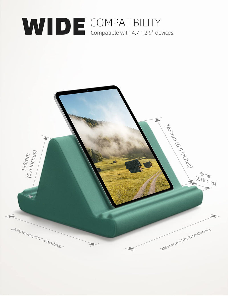  [AUSTRALIA] - Lamicall Tablet Pillow Holder, Pillow Soft Pad - Bed Tablet Stand, Tablet Dock for Lap with Pocket & 4 Viewing Angles, for iPad Pro 11, 10.5,12.9 Air Mini, Kindle, Tabs, 4-13" Phone and Tablet, Green