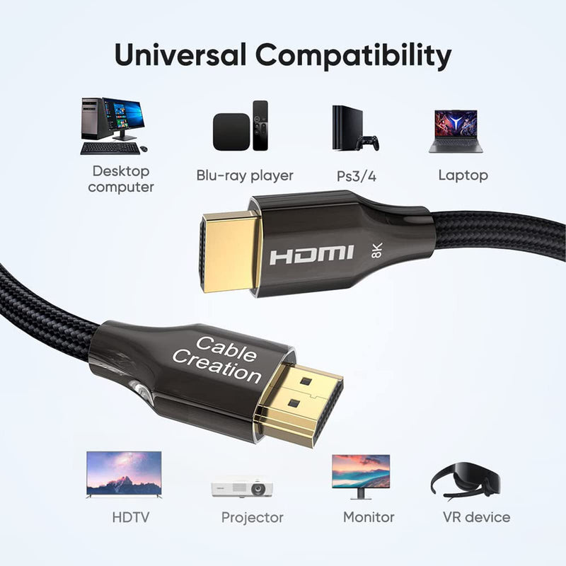  [AUSTRALIA] - CableCreation HDMI Cable, HDCP HDMI Cable 3FT 8K 60Hz Ultra High Speed 48Gbps eARC HDMI Cable Compatible with PS5 PS4,Xbox Series X Xbox One, Laptop, NS, Roku TV etc 3.3Ft Black 1