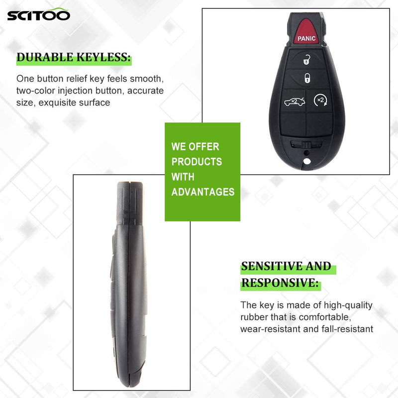 SCITOO 2PCS Car Key Fob Keyless Entry Remote with Ignition Key fit for 2008-2014 Chrysler 300 2008-2013 Chrysler Town & Country 2008-2013 Dodge Challenger M3N5WY783X IYZ-C01C 5 Buttons - LeoForward Australia