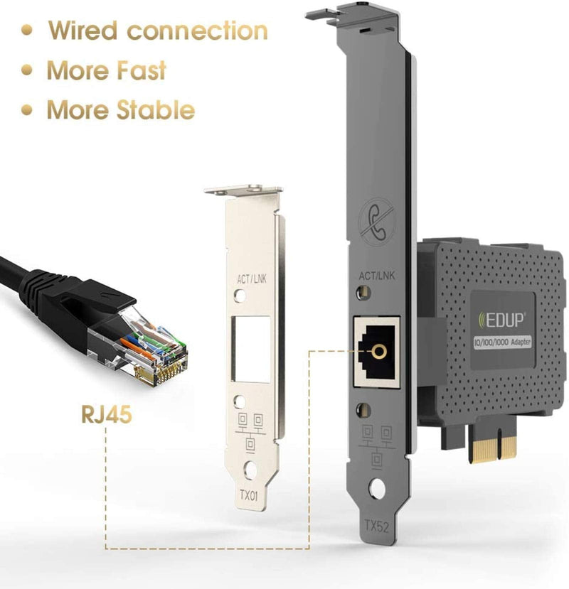  [AUSTRALIA] - EDUP Gigabit Ethernet PCI Express PCI-E Network Card 10/100/1000Mbps RJ45 LAN Adapter Converter for Desktop PC