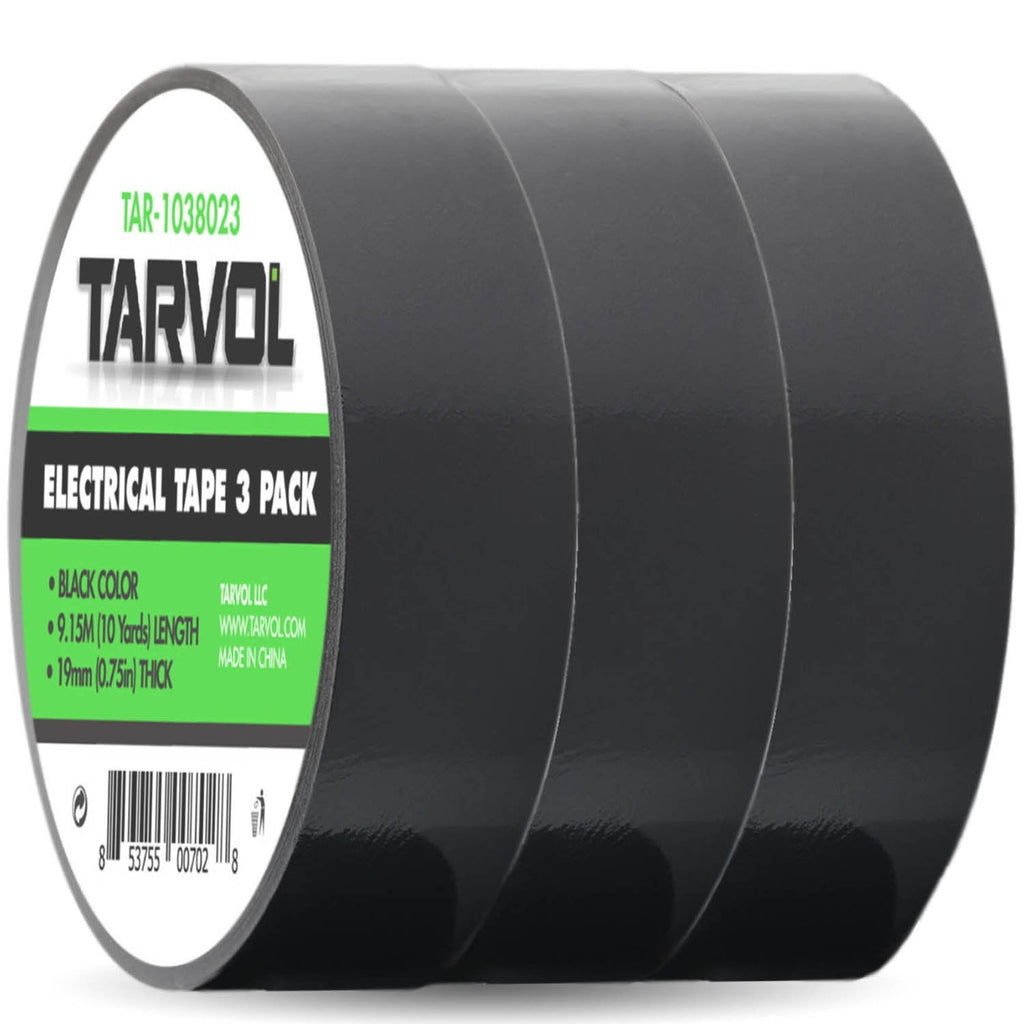  [AUSTRALIA] - Black Electrical Tape (GIANT 3 PACK) Each Roll is 3/4" x 30' - High End Industrial Grade - Rated to 176 Degrees & 600 Volts - Waterproof Vinyl Insulating Backing - Perfect for Electric Wiring Projects