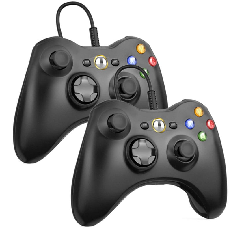  [AUSTRALIA] - 2PACK Wired Controller for Xbox 360 Controller PC Windows 10/8/7 Controller Gamepad Joystick for Xbox 360&360Slim (Black+Black) Black+Black