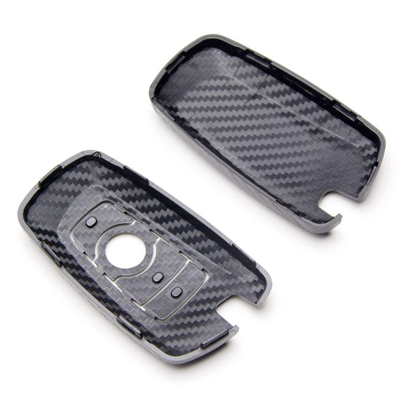 TANGSEN Smart Key Fob Personalized Case Protective Cover for BMW 1 3 4 5 6 7 Series GT3 GT5 M5 M6 X3 X4 3 4 Button Keyless Entry Remote 3D Twill Weave Carbon Fiber ABS Plastic Emboss 3 & 4 Button Black 3d Carbon Fiber Emboss Abs (Integrated Button) - LeoForward Australia