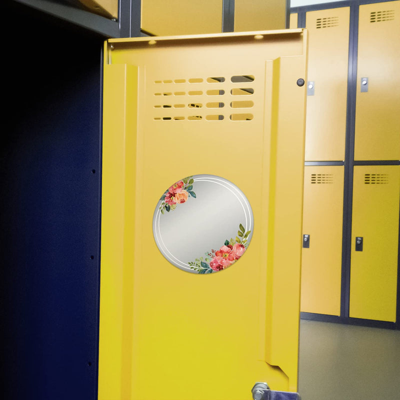  [AUSTRALIA] - Vibrant Floral Round Magnetic Locker Mirror/ 5" Diameter Stylish Locker Décor/Shatterproof Durable School Locker Accessory/Made in The USA