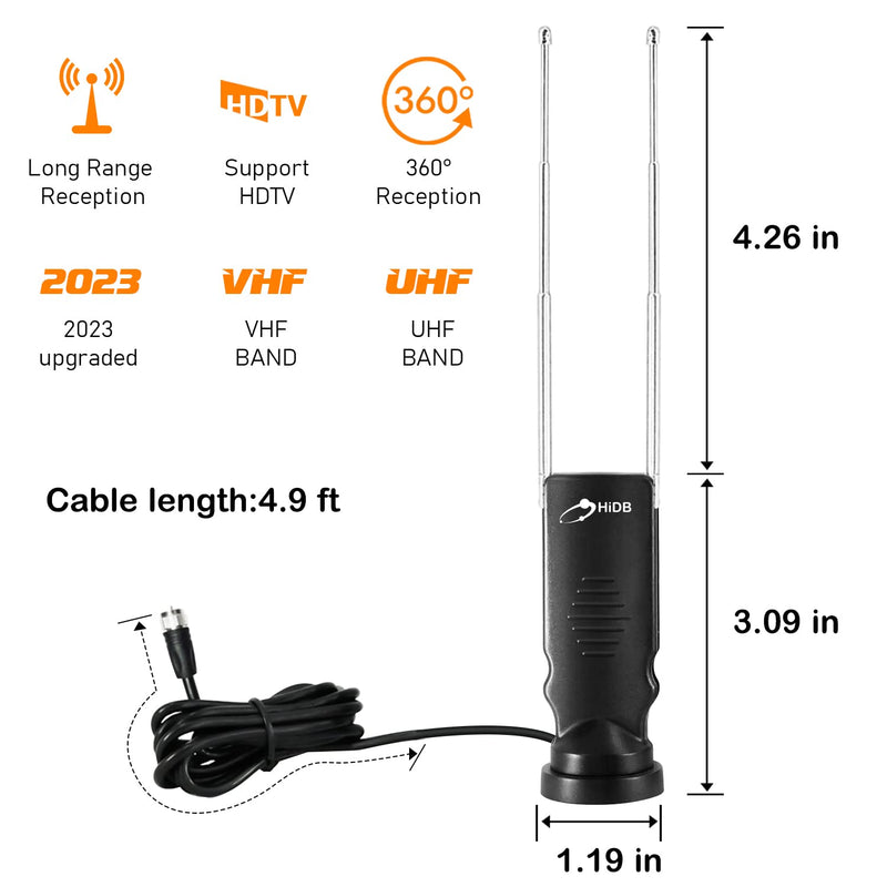  [AUSTRALIA] - HIDB TV Antenna for Smart TV, Long Range Rabbit Ears Indoor TV Antenna HD Digital for Free-to-air HDTV Channels，Stickiness Base for Easy Placement Both Suitable for Home Car