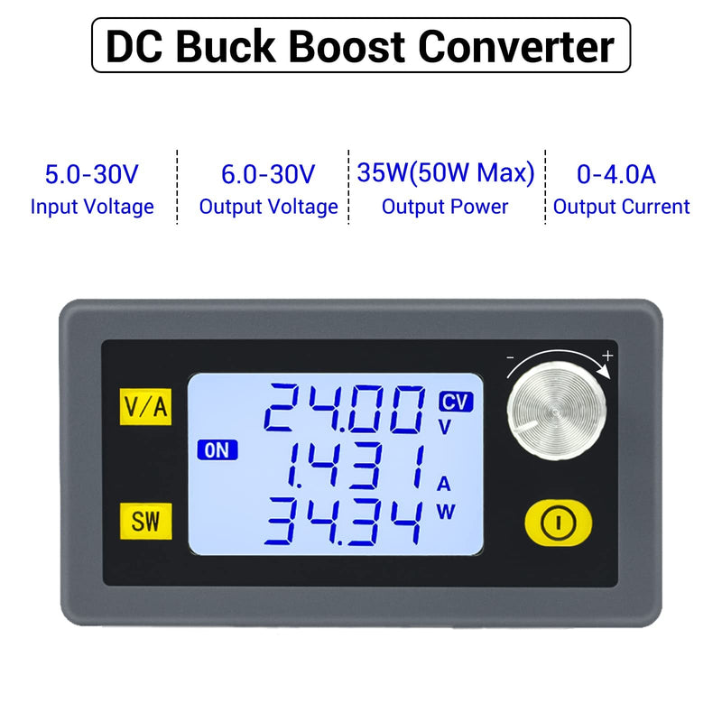  [AUSTRALIA] - DONGKER DC Power Supply Adjustable Boost Buck Converter Voltage Converter Display Adjustable Voltage Regulator DC 5-30V to DC 0.6-30V 35W 4A, with LCD Display, Power Module Regulated Protection 5V 24V Speed Controller 1Hz-150kHz PWM DC 3.3V-30V