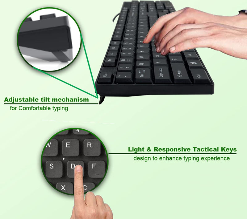  [AUSTRALIA] - BTO USB Wired Keyboard, 104 Keys with Numeric Pad, Anti Spill and Dust Proof, Slim and Flexible Design, Compatible with Laptop Notebooks, Desktops PCs, Tablets, Towers, Windows 7, 8, 10.