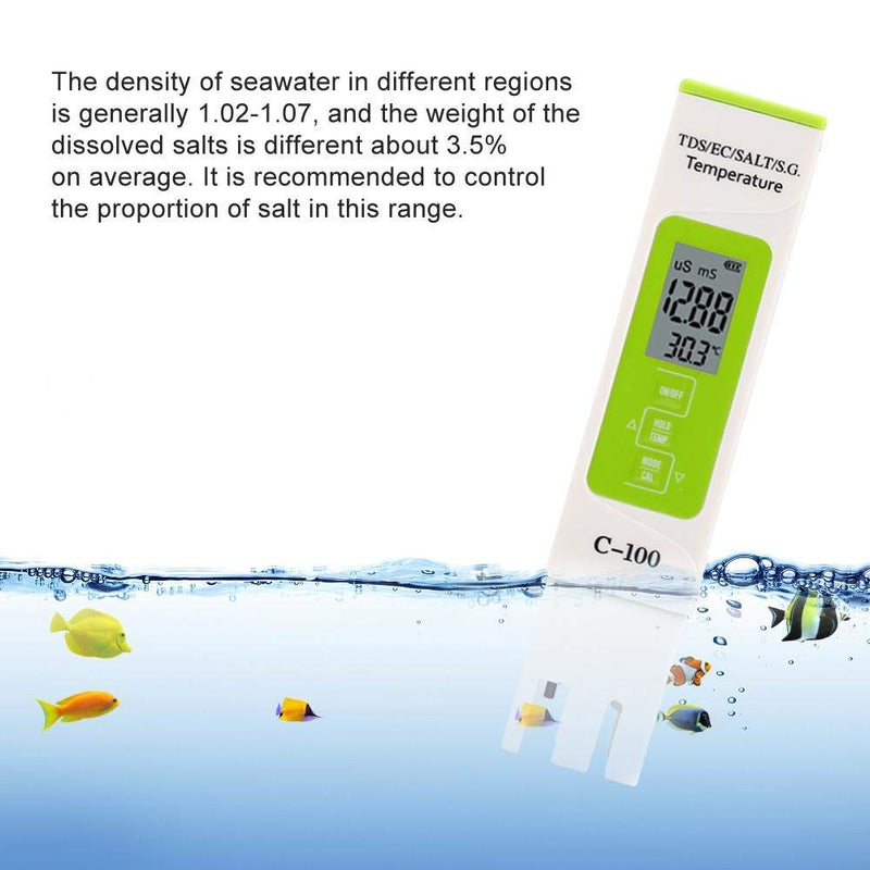 Fdit 5 in 1Portable Salinity/Temperature/TDS/EC Digital Seawater Quality Tester for Pools, Aquariums & Saltwater - LeoForward Australia