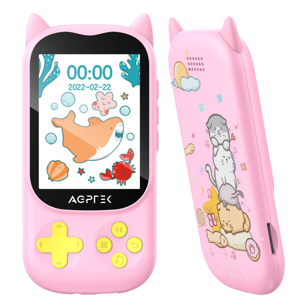  [AUSTRALIA] - MP3 Player for Kids, AGPTEK A61 8GB Kid Music Player with Bluetooth 5.3, 2.4 Inch Color Screen Built-in Speaker, FM Radio, Voice Recorder, Expandable Up to 128GB (Pink) Pink