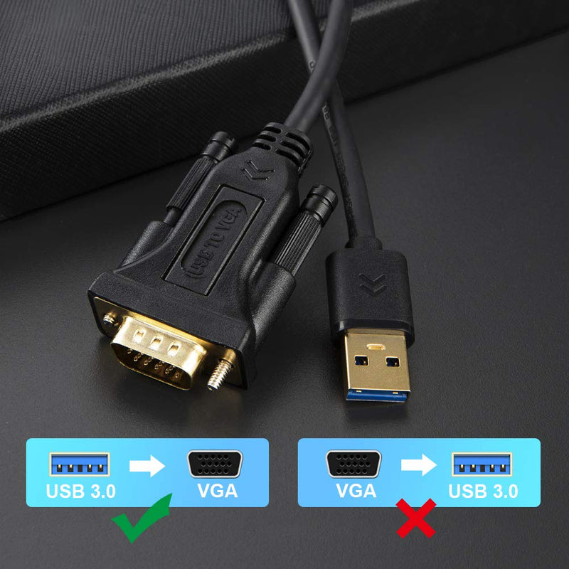  [AUSTRALIA] - CableCreation USB 3.0 to VGA Cable 6.6 Feet, USB to VGA 15 Pin Adapter 1080P @ 60Hz, with Built-in Driver, Only Support Windows 10/8.1/8 / 7 (NO XP/Vista/Mac OS X), 2M /Black 6.6Feet/1.98M