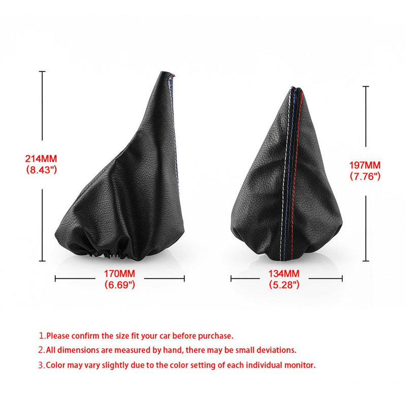  [AUSTRALIA] - Pursuestar 2 Pcs/Set Manual Car Gear Shift Knob Collar Leather Handbrake Boot Cover Case Gaiter Sleeve for BMW 3 Series 1999-2005 E46 1991-1998 E36 M3