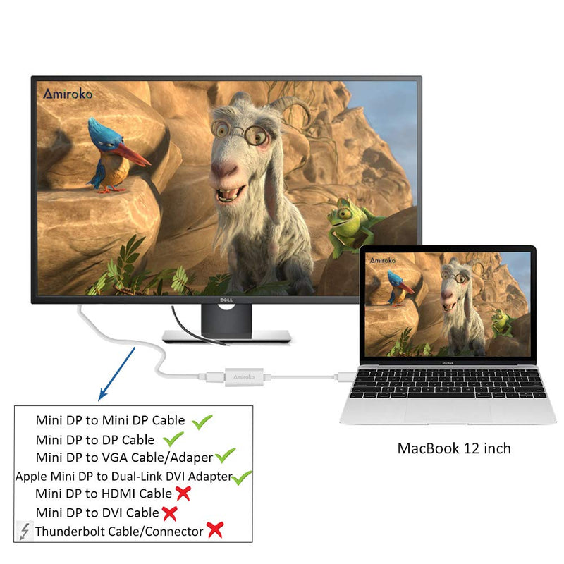  [AUSTRALIA] - Amiroko USB-C to Mini DisplayPort Adapter, USB 3.1 Type C (Thunderbolt 3) to Mini DP Adapter 4K Compatible with Lenovo T470, MacBook Pro to LED Cinema Display /Dell Monitor, etc - Silver
