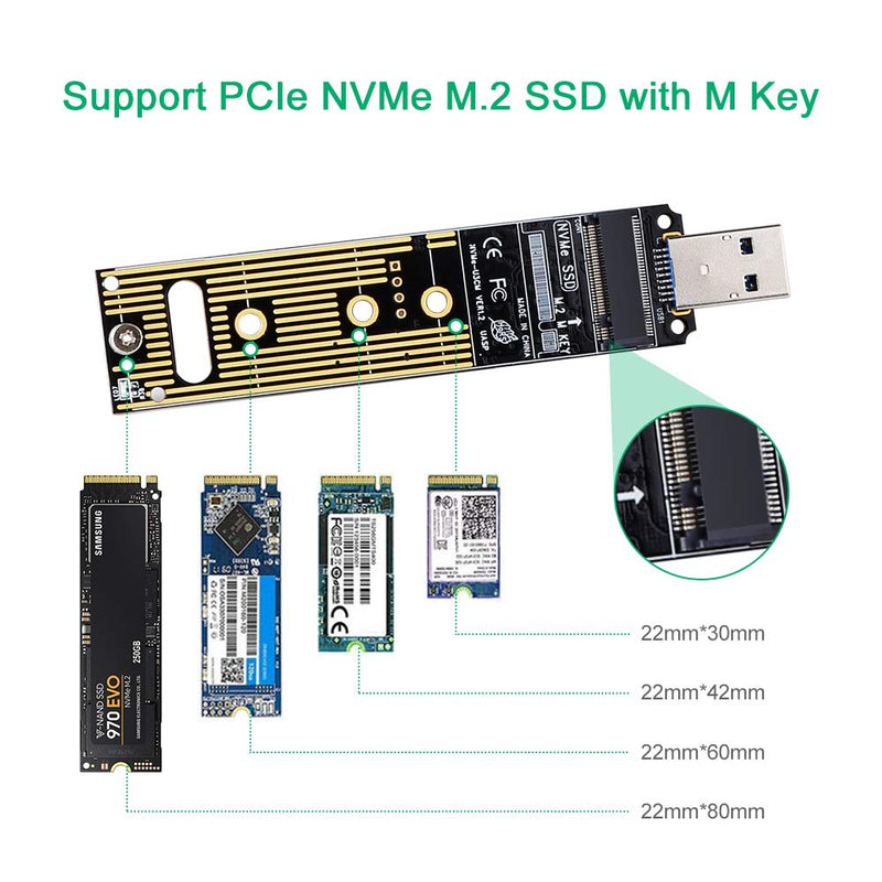 ZEXMTE M.2 NVME USB 3.1 Adapter M-Key M.2 PCIe to Hard Drive Converter Reader High Performance 10 Gbps USB 3.1 Gen 2 Bridge Chip Support 2230 2242 2260 2280 Size SSD - LeoForward Australia