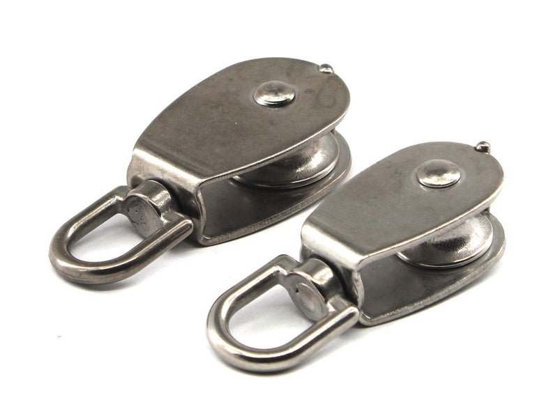  [AUSTRALIA] - 304 Stainless Steel Wire Rope Crane Pulley Block M15 Lifting Crane Swivel Single Hanging Wire Towing Wheel Pack of 4 M15, 4 pcs