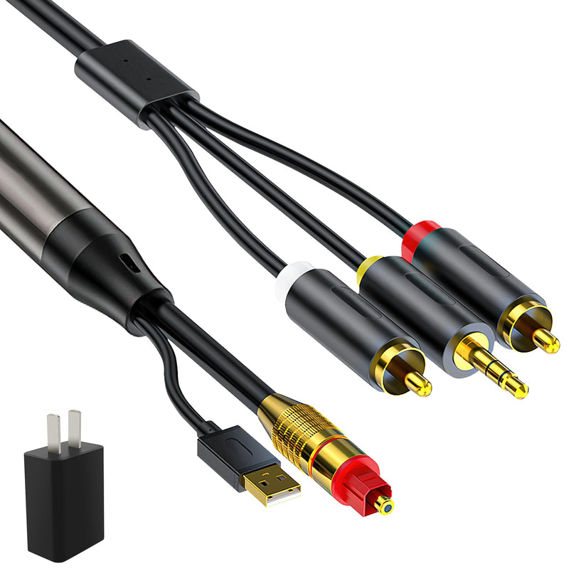  [AUSTRALIA] - Digital Optical Cable to RCA Analog Audio Converter, Optical to 2 RCA and 3.5mm Digital to Analog Converter for TV/PS4/Xbox/DVD SPDIF/TOSLINK/Optical Port to Sound Box Amplifier Headset (10ft)