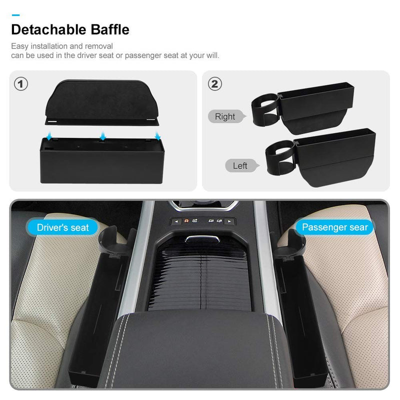  [AUSTRALIA] - AUCD Car Seat Gap Filler, Console Side Pocket with Detachable Cup Holder Car Seat Catcher Car Organizer for Car Interior Accessories, Black Black with cup holder