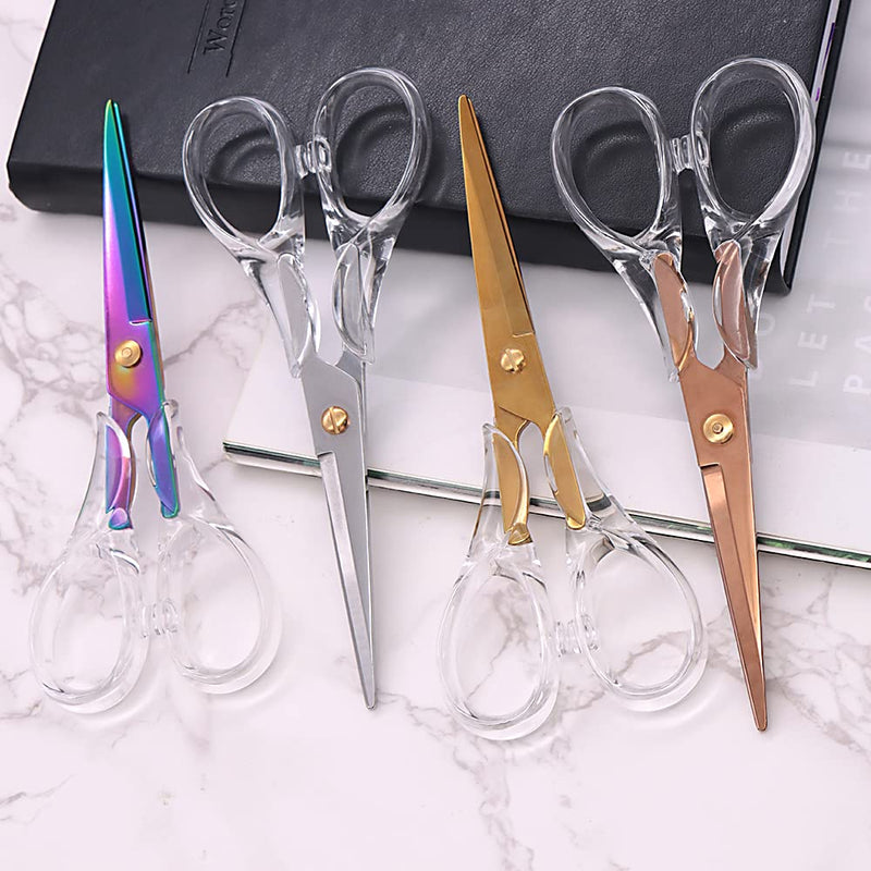  [AUSTRALIA] - 6.5 Inch Silver Shears Clear Round Acrylic Handle Craft Tailor Scissors Professional Fabric Dressmaker Shears for Cutting Fabric, Cloth, Leather, Canvas, Papers (Silver)