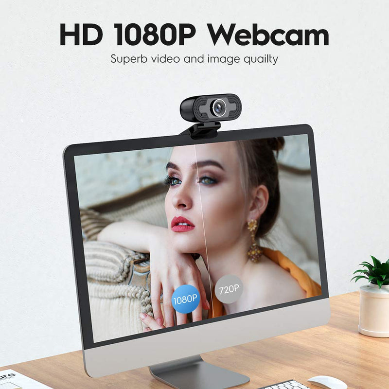  [AUSTRALIA] - Webcam with Microphone,HD1080p USB Webcam Laptop USB Computer Camera for Streaming Gaming Conferencing Compatible with OBS Xbox Skype Facebook OBS Twitch YouTube Xsplit Mac OS Windows 10/8/7 Black-01
