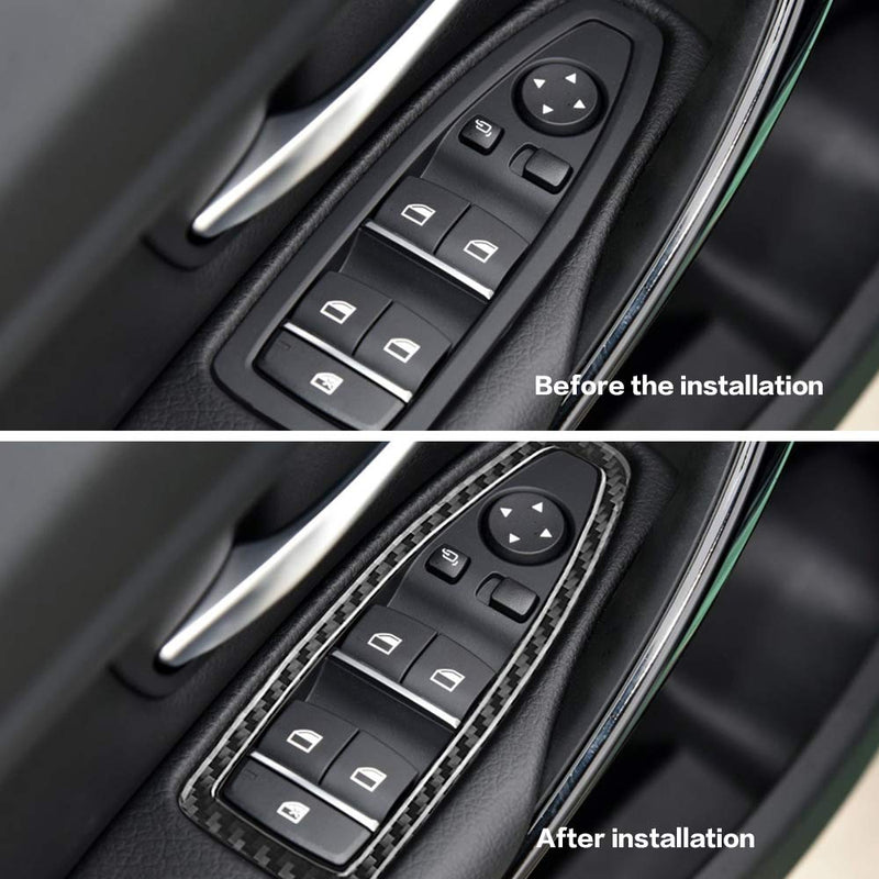 BLAKAYA Compatible with Carbon Fiber Power Window Master Control Switch Frame Decoration for BMW 3 4 Series GT F30 F32 F34 F36 2013 2014 2015 2016 2017 2018 2019(Black） - LeoForward Australia
