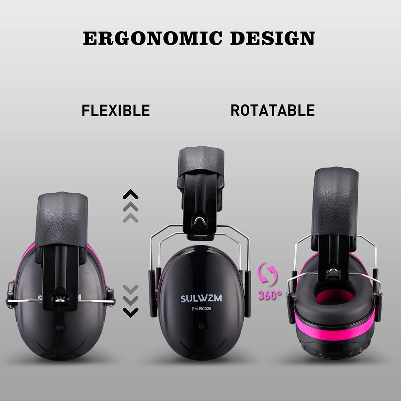  [AUSTRALIA] - SULWZM Hearing Protection Ear Muffs,NRR 28db Noise Cancelling for Shooting, Mowing, Construction,Rose Rose
