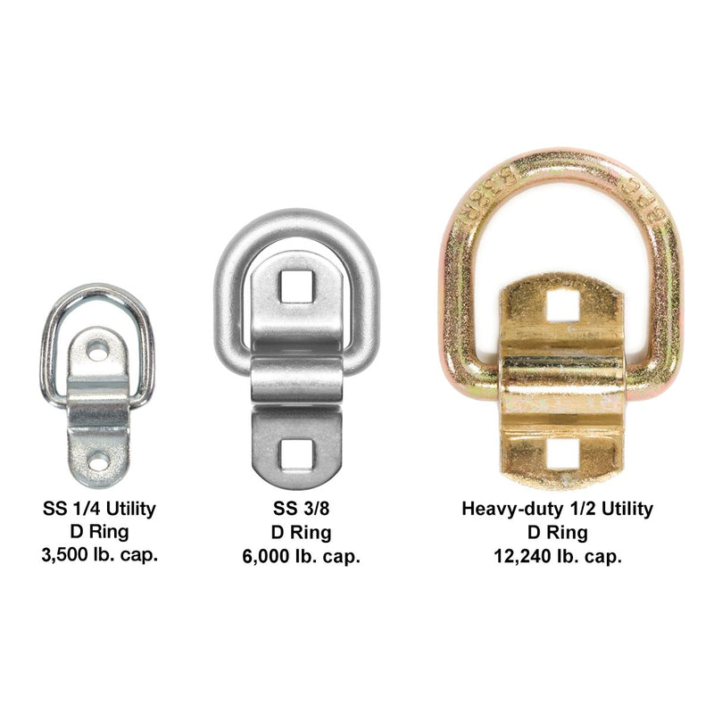  [AUSTRALIA] - Sierra Pacific Engineering Stainless Steel Tie Down, Surface Mount D-Ring 6,000 lb. Capacity Tiedowns 4-Pack 4 Pack