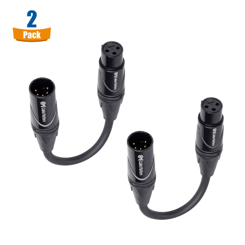  [AUSTRALIA] - Cable Matters 2-Pack 5 Pin to 3 Pin DMX Lighting Cable 6 Inches (5-Pin Male to 3-Pin Female XLR Cable, 3 Pin to 5 Pin DMX Adapter Cable) in Black