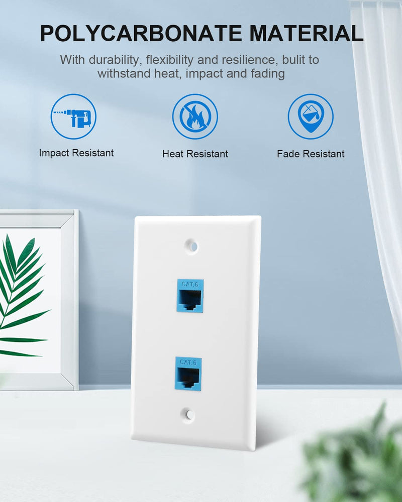  [AUSTRALIA] - Ethernet Wall Plate with Low Voltage Mounting Bracket, ZEXMTE Single Gang 2 Port Cat6 Keystone Ethernet Cable Wall Outlet Female to Female for Living Room, Bedroom and Office, White