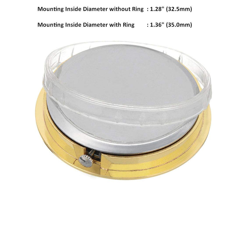 ShoppeWatch Mini Clock Insert Quartz Movement Round 1 7/16 (35mm) Miniature Clock Fit Up White Dial Gold Tone Bezel Arabic Numerals CK094GD - LeoForward Australia