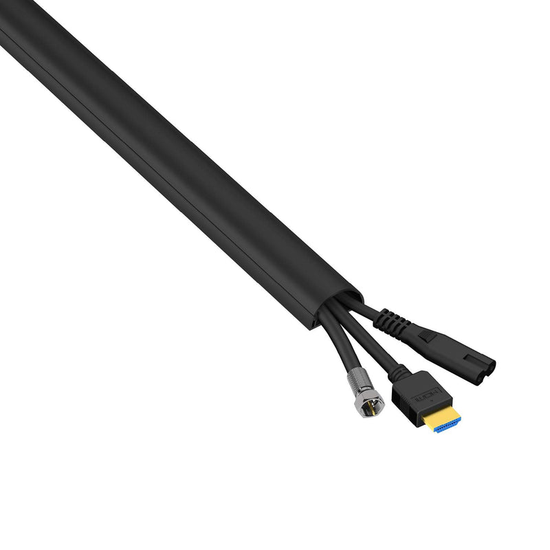  [AUSTRALIA] - D-Line 78" Cord Cover, Half Round Cable Raceway, Paintable Self-Adhesive Cord Hider, TV Wire Hider, Electrical Cord Management - 2X 1.18 (W) x 0.59" (H) x 39" Lengths (Medium, Mini) - Black Medium 2-Pack