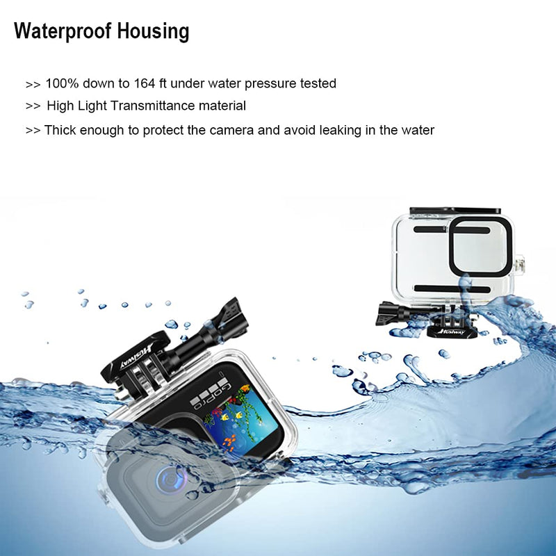  [AUSTRALIA] - Husiway Waterproof Case Housing for GoPro Hero 10 9 Black Tempered Glass Screen Protector Silicone Sleeve Protective Case Replacement Door Accessories Kit Bundle for Gopro10 Gopro9 Go Pro Hero10 Hero9 04E For Gopro9/10 Black